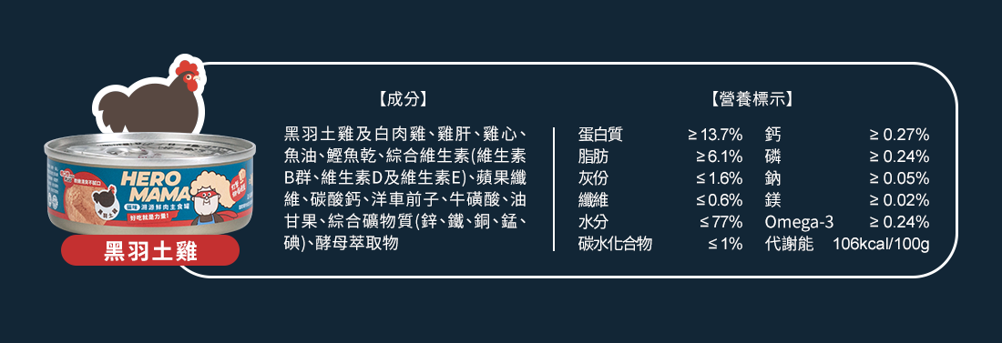 <strong>超過80%乾糧貓吃光光的主食罐</strong><strong> </strong> ▸把主食罐變好吃的秘密：獨家蛋白質切割技術 ▸嚴選臺灣小農食材，新鮮直送 ▸添加抗氧化聖品，邊吃邊保養 ☑98%高肉含量，無穀、無爭議膠類添加 ☑符合AAFCO/NRC營養標準；HACCP、ISO22000雙認證