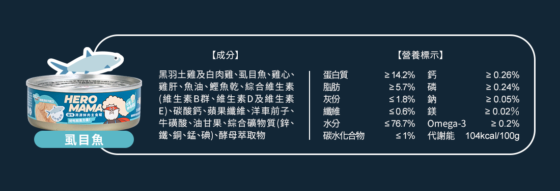 <strong>超過80%乾糧貓吃光光的主食罐</strong><strong> </strong> ▸把主食罐變好吃的秘密：獨家蛋白質切割技術 ▸嚴選臺灣小農食材，新鮮直送 ▸添加抗氧化聖品，邊吃邊保養 ☑98%高肉含量，無穀、無爭議膠類添加 ☑符合AAFCO/NRC營養標準；HACCP、ISO22000雙認證